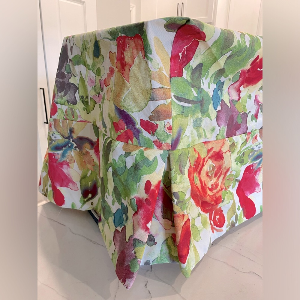 (Set of 2) Custom Floral Ottoman Slipcovers, Like New, ** Covers ONLY**